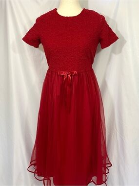 Vintage Ashley Ann Red Party Dress Size 16
